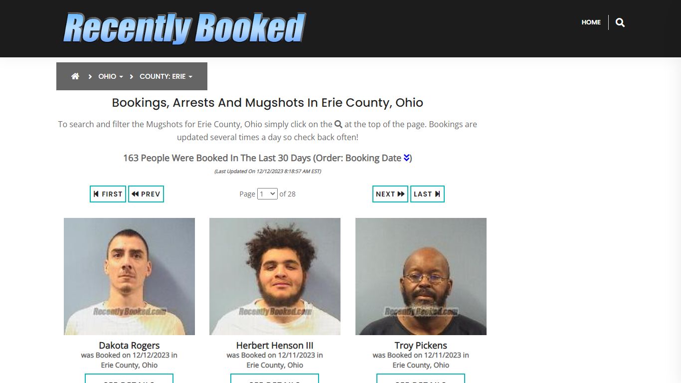 Recent bookings, Arrests, Mugshots in Erie County, Ohio - Recently Booked